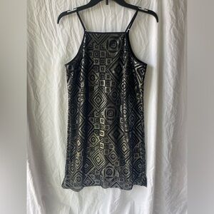 Vintage black dress with sequins, Gatsby Style dress, small